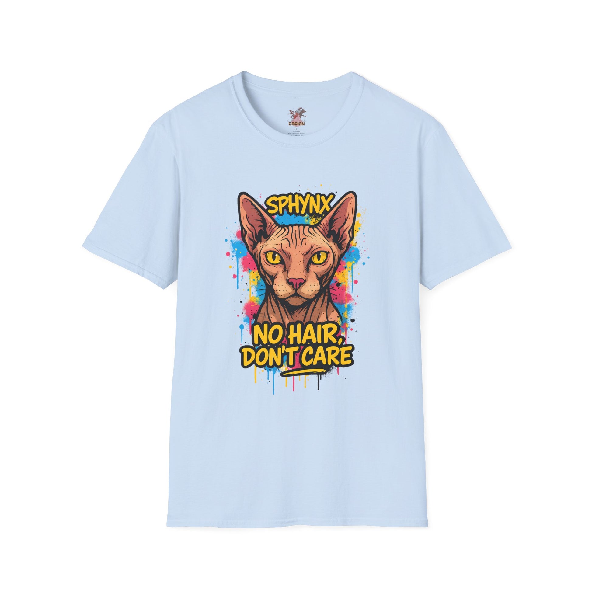 Sphynx Cat Graffiti T-Shirt – “No Hair, Don’t Care” | Bold Streetwear for Cat Lovers