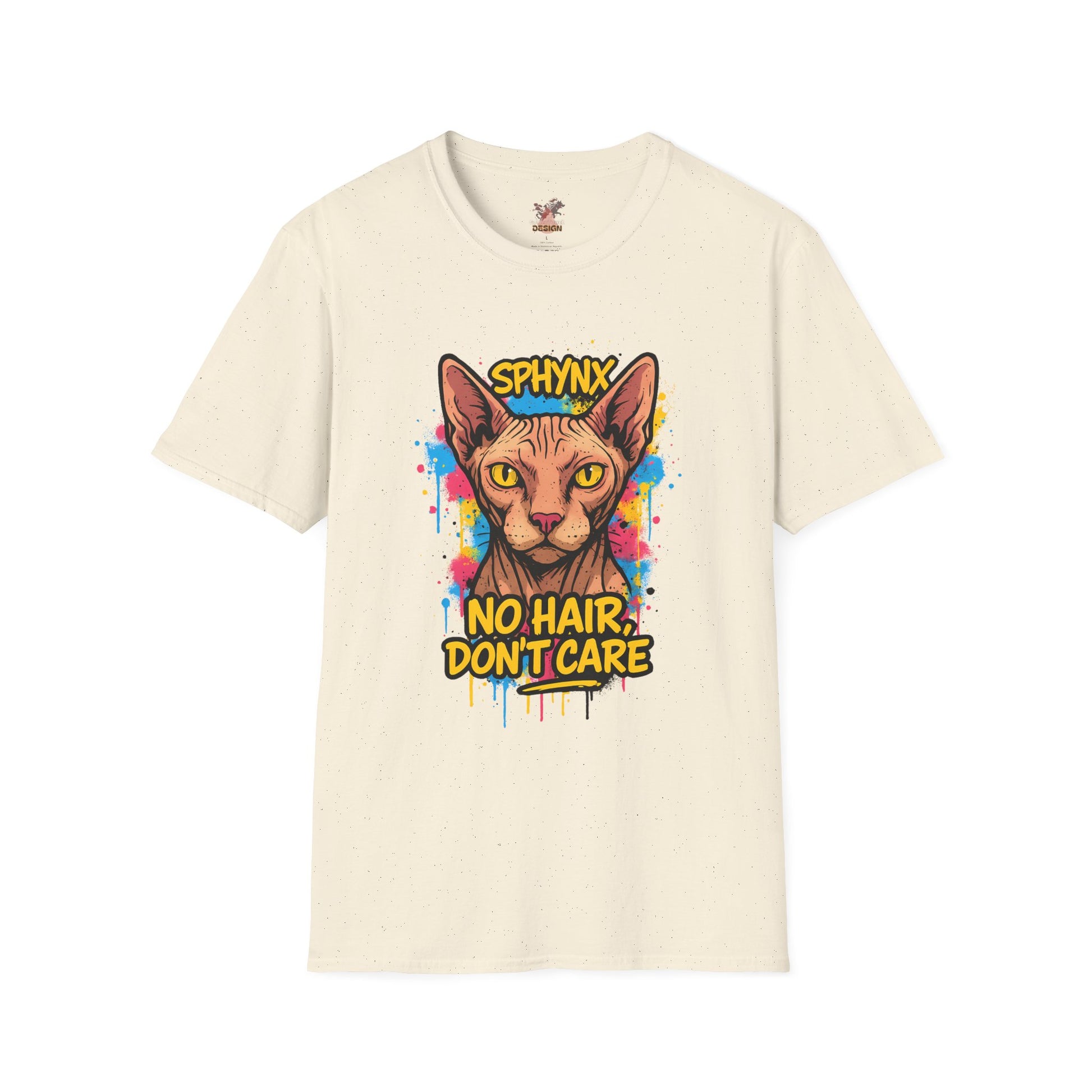 Sphynx Cat Graffiti T-Shirt – “No Hair, Don’t Care” | Bold Streetwear for Cat Lovers