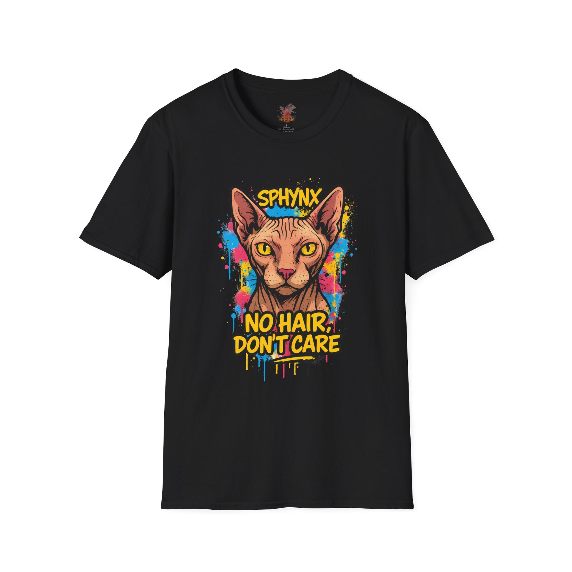 Sphynx Cat Graffiti T-Shirt – “No Hair, Don’t Care” | Bold Streetwear for Cat Lovers