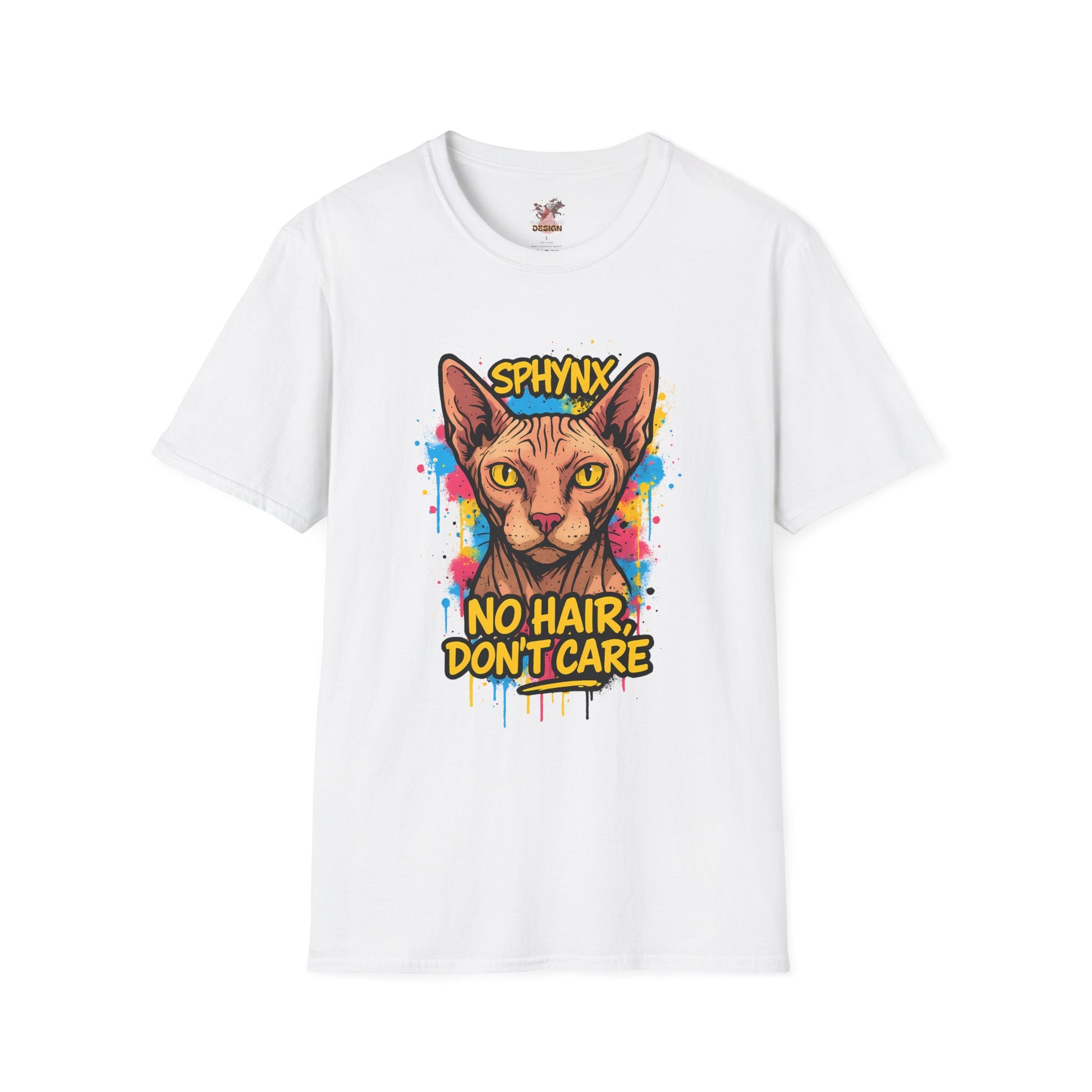 Sphynx Cat Graffiti T-Shirt – “No Hair, Don’t Care” | Bold Streetwear for Cat Lovers