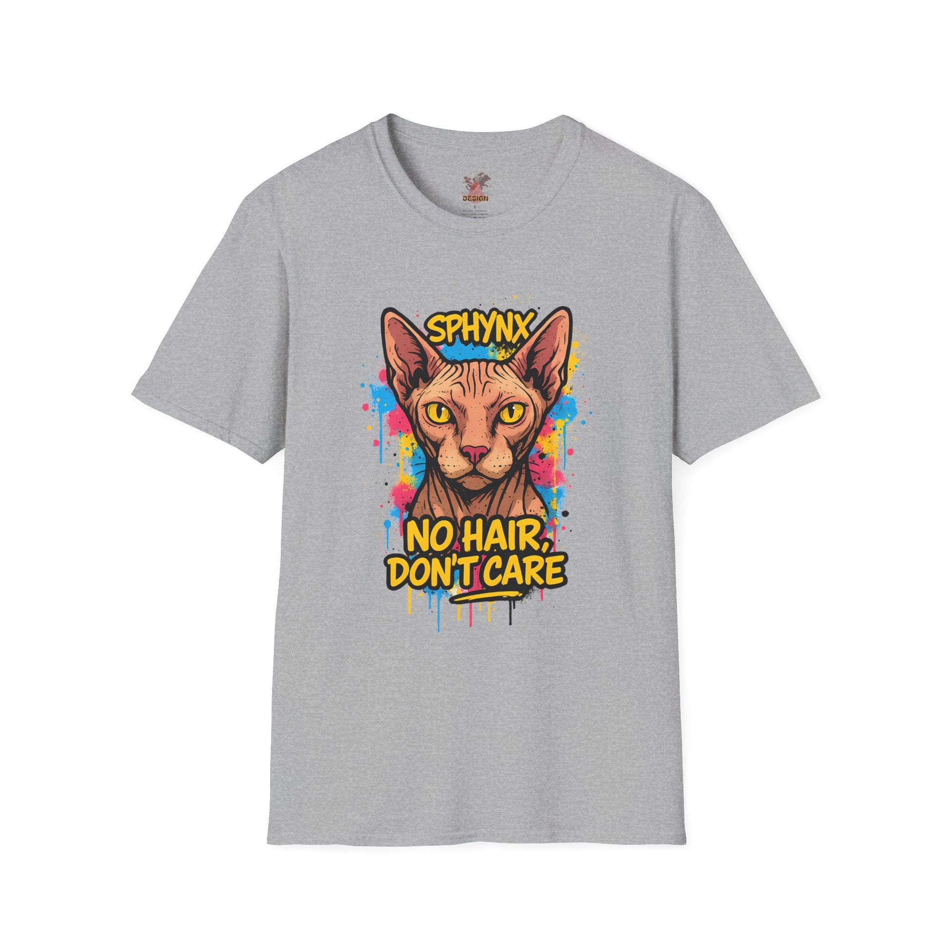 Sphynx Cat Graffiti T-Shirt – “No Hair, Don’t Care” | Bold Streetwear for Cat Lovers