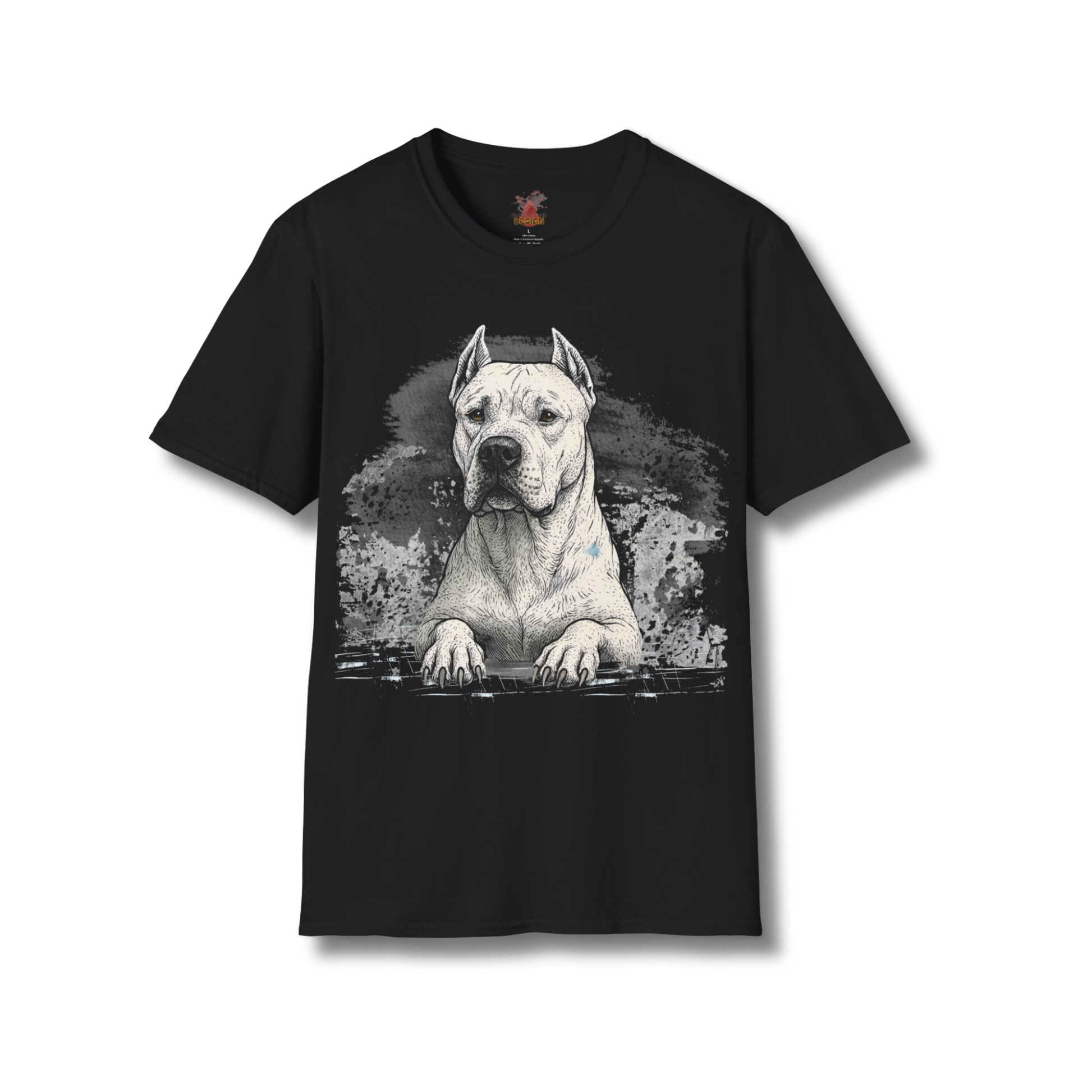 Dogo Argentino t-shirt in black with detailed black line art design