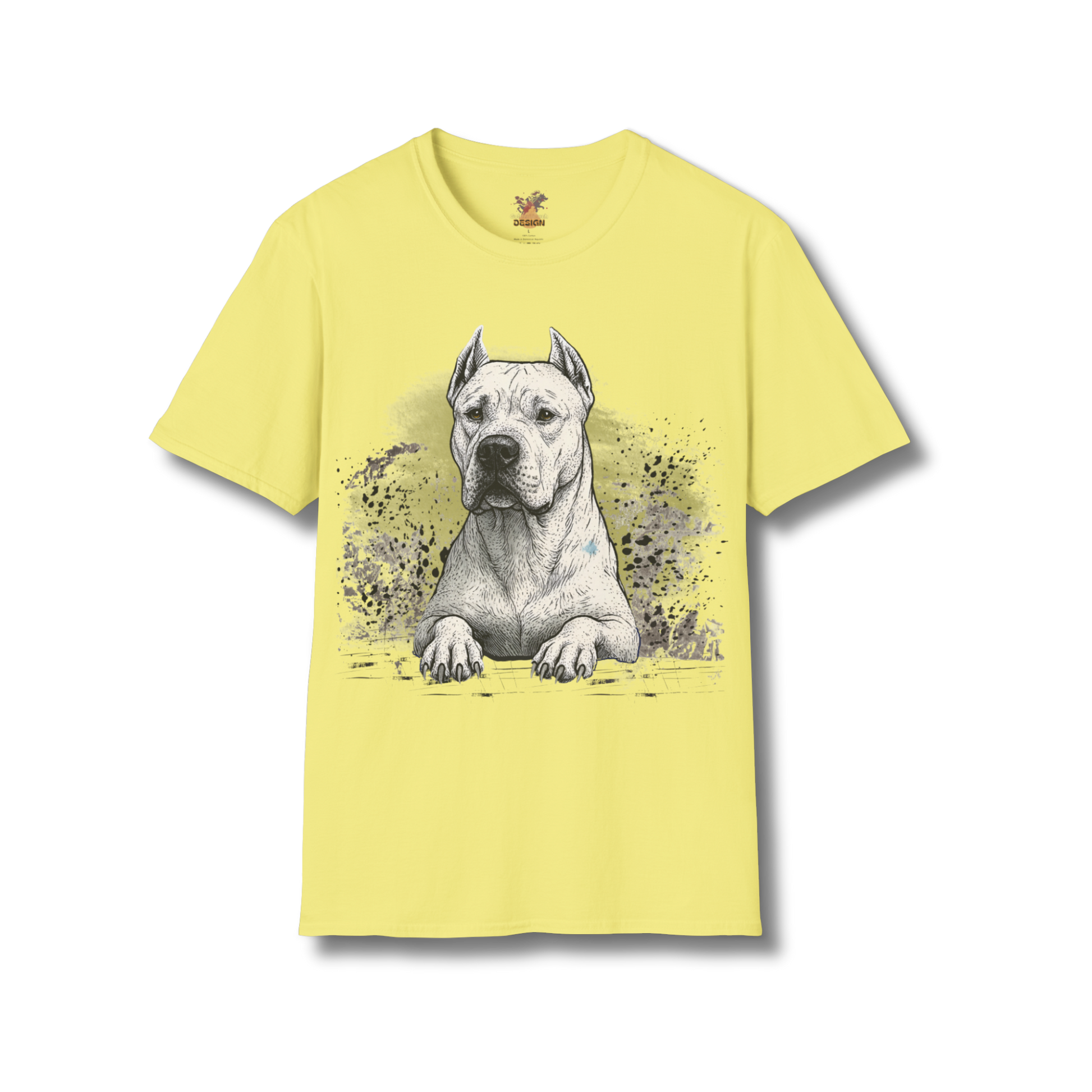 Dogo Argentino t-shirt in cornsilk with detailed black line art design