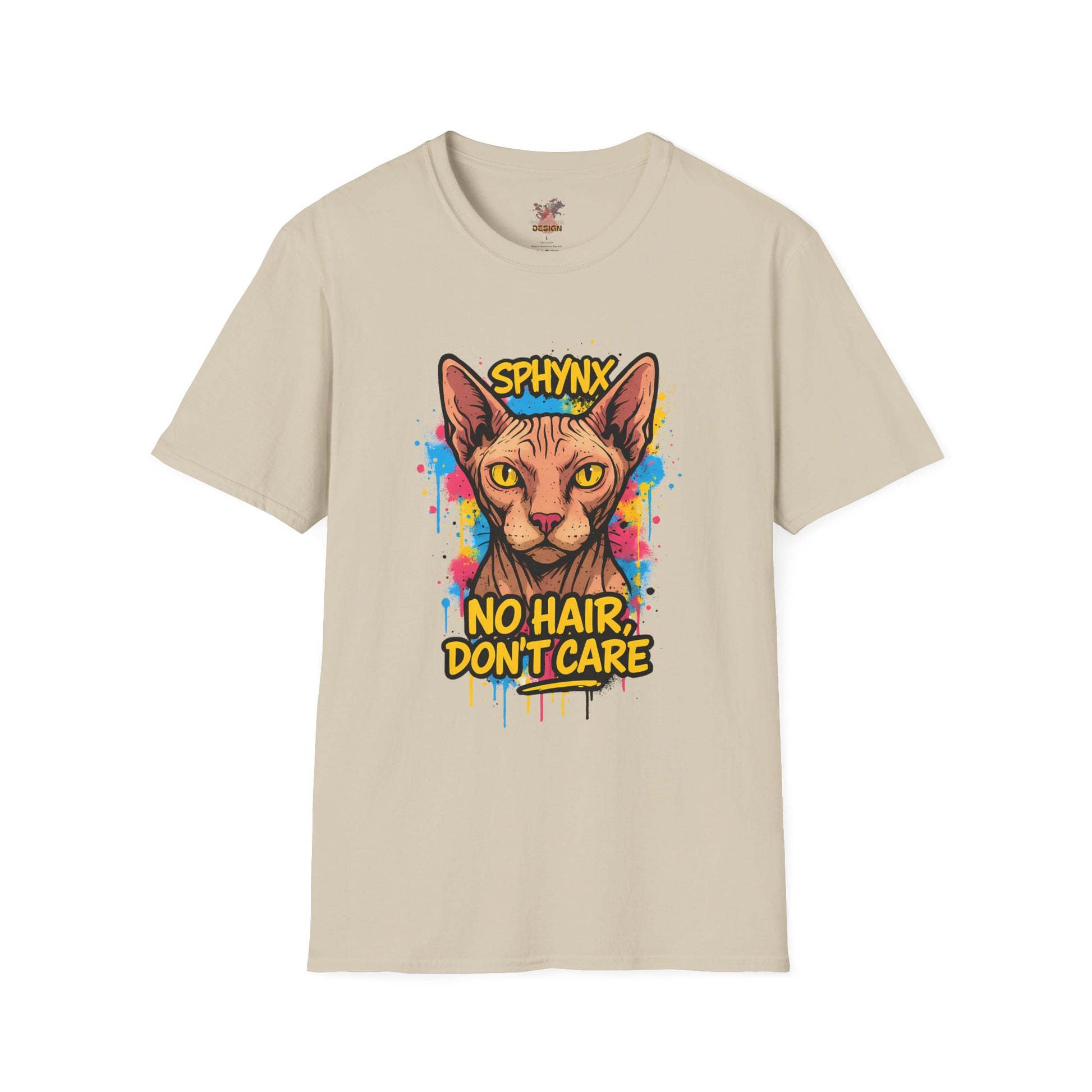 Sphynx Cat Graffiti T-Shirt – “No Hair, Don’t Care” | Bold Streetwear for Cat Lovers