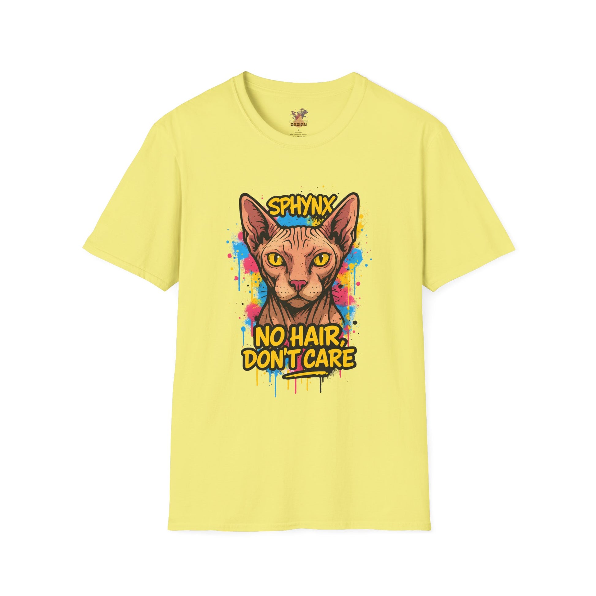 Sphynx Cat Graffiti T-Shirt – “No Hair, Don’t Care” | Bold Streetwear for Cat Lovers