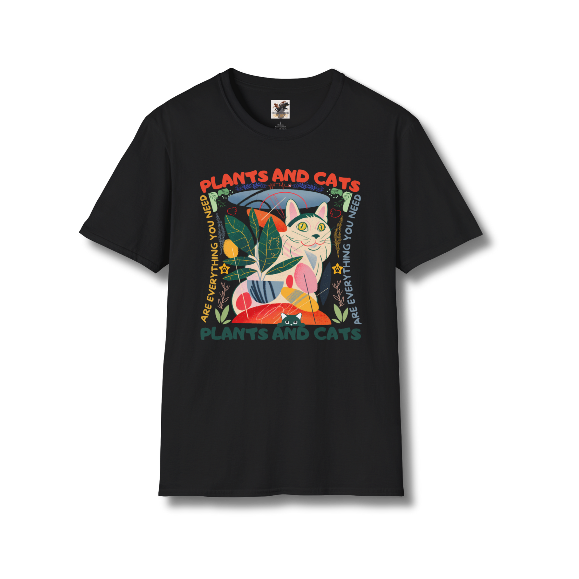 🌿 Plants & Cats Graphic T-Shirt – The Perfect Tee for Nature & Cat Lovers!