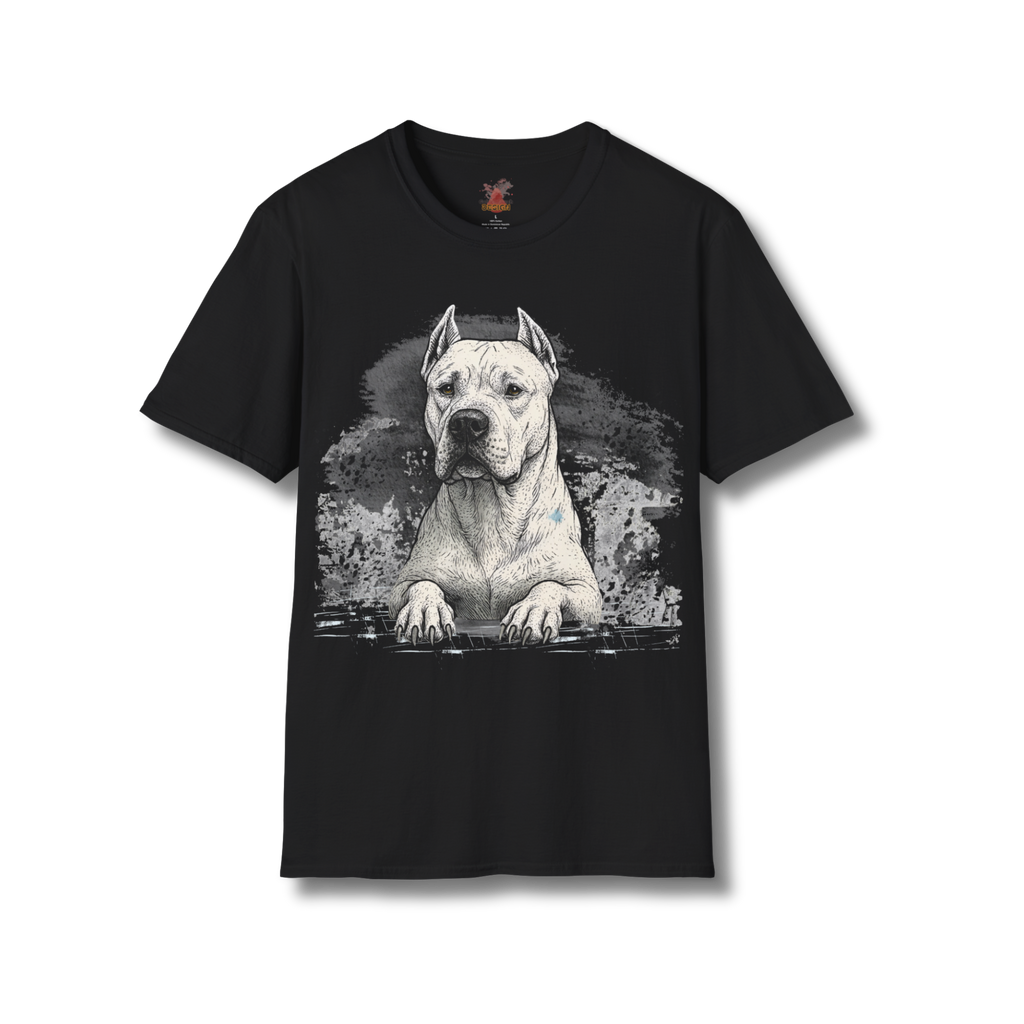 Dogo Argentino t-shirt in black with detailed black line art design